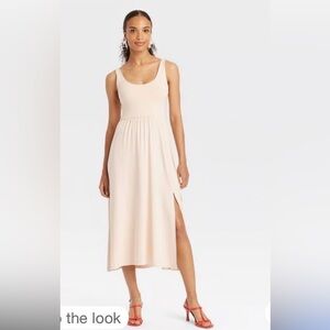 A New Day Sleeveless Scoop Neck Midi Ballet Maxi Dress in Light Cream